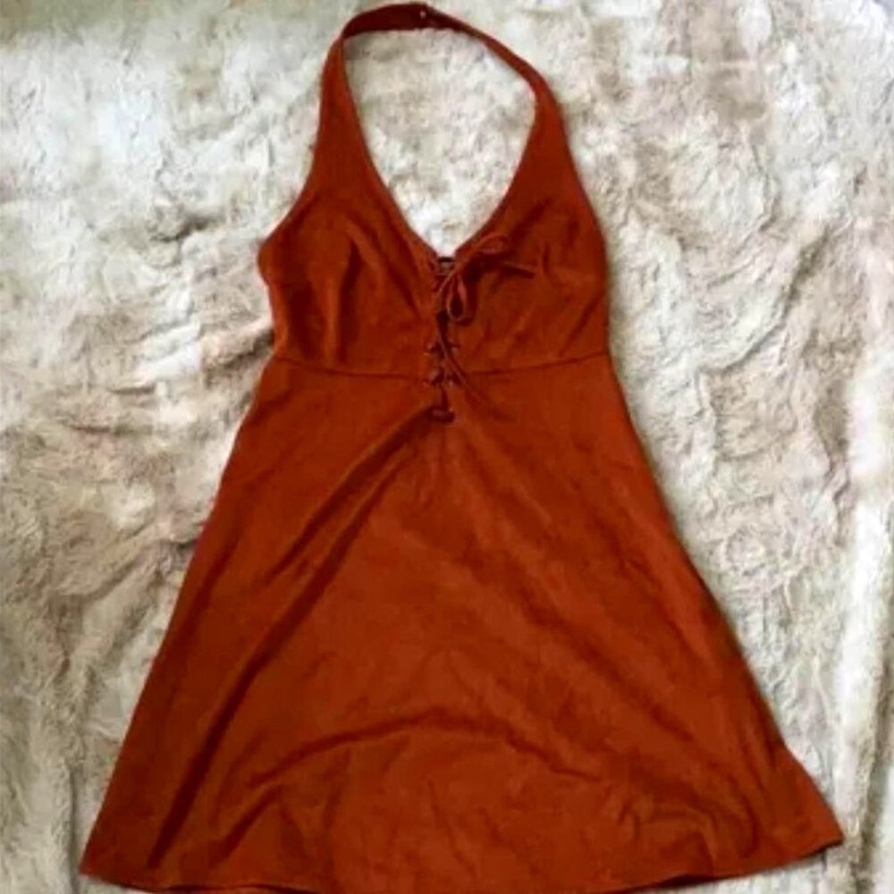 NWOT - Suede Halter Mini Dress